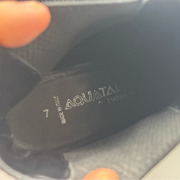 🇮🇹 AQUATALIA Italy Black Patent Leather Chelsea Ankle Boots - Picture 10 of 10
